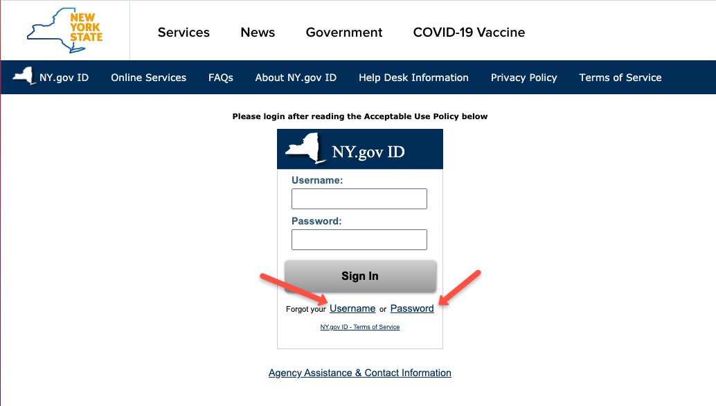 "Mybenefits NY Login forgot password and username"